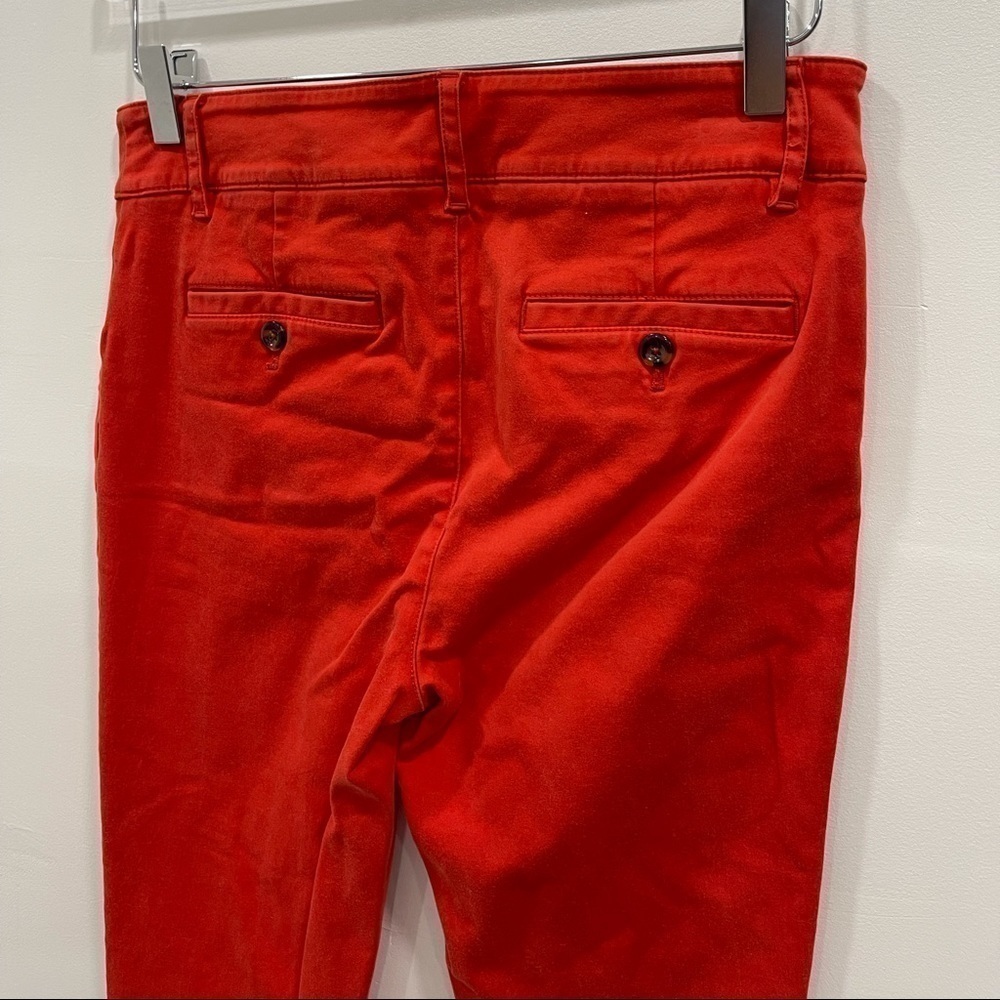 By Anthropologie Cotton Blend Washed Red Cropped Ankle Pants 6 - Picture 4 of 7